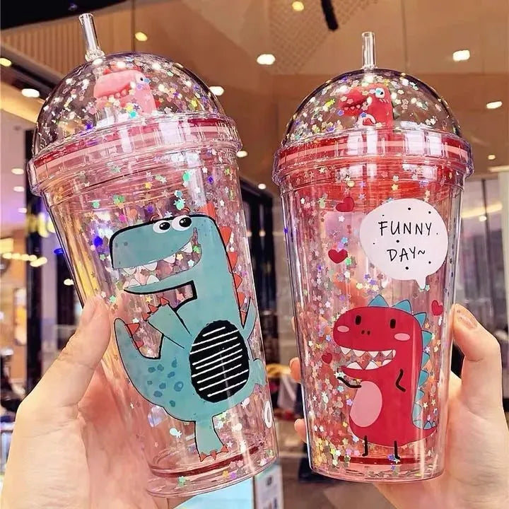 High-Value Dinosaur Doll With Straw Water Cup For Female Students Korean Version Of Anti-Fall Plastic Creative Handy Cup - Bellarte Enchanté High-Value Dinosaur Doll With Straw Water Cup For Female Students Korean Version Of Anti-Fall Plastic Creative Handy Cup